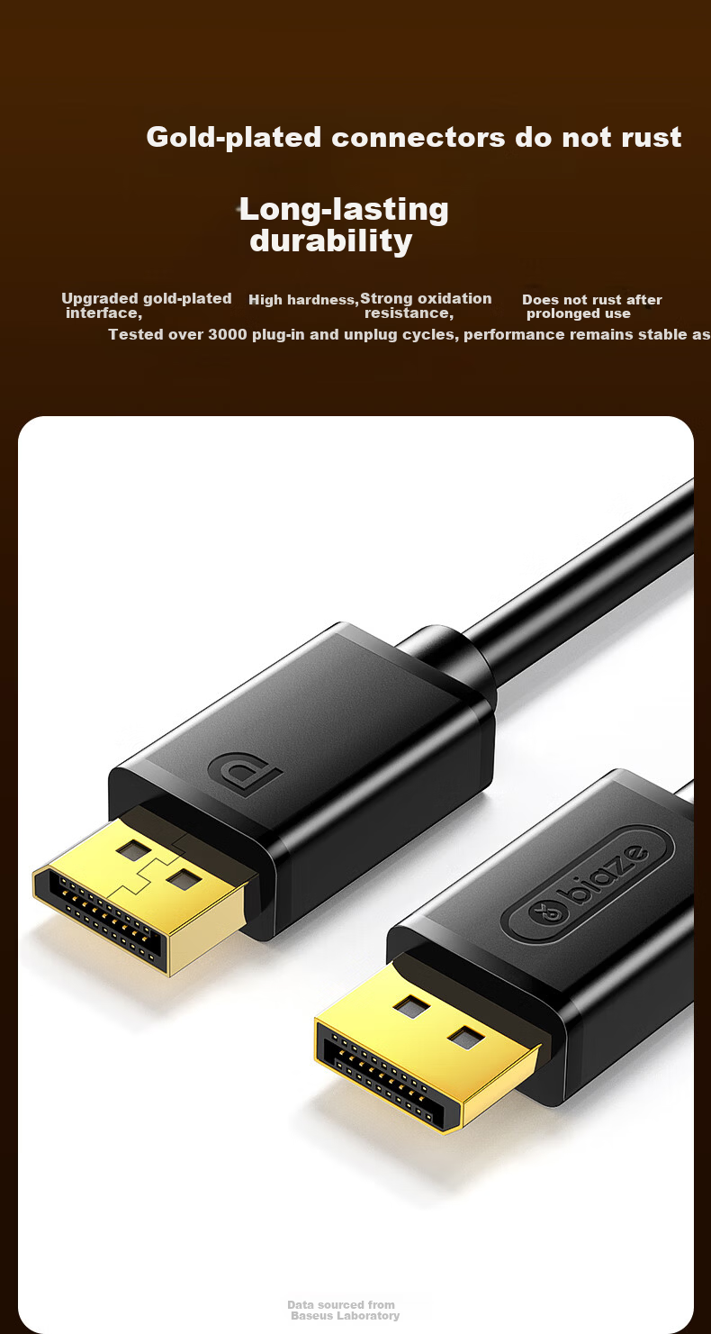 BIAZE DP Cable 1.2 Version 4K UHD Male-to-Male 2K/144Hz Desktop PC Graphics Card Laptop Monitor Video Cable 3M 11