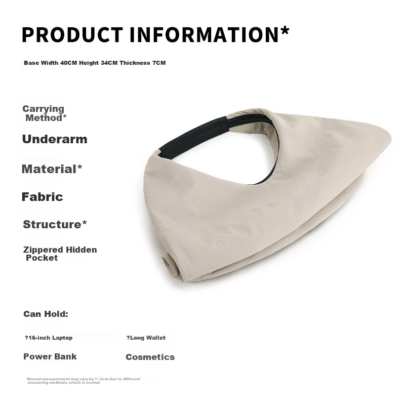 Miaodi New Commuter Tote Bag Large Capacity Double-Sided Lightweight Travel Hobo Underarm Bag Birthday Mother's Day Gift