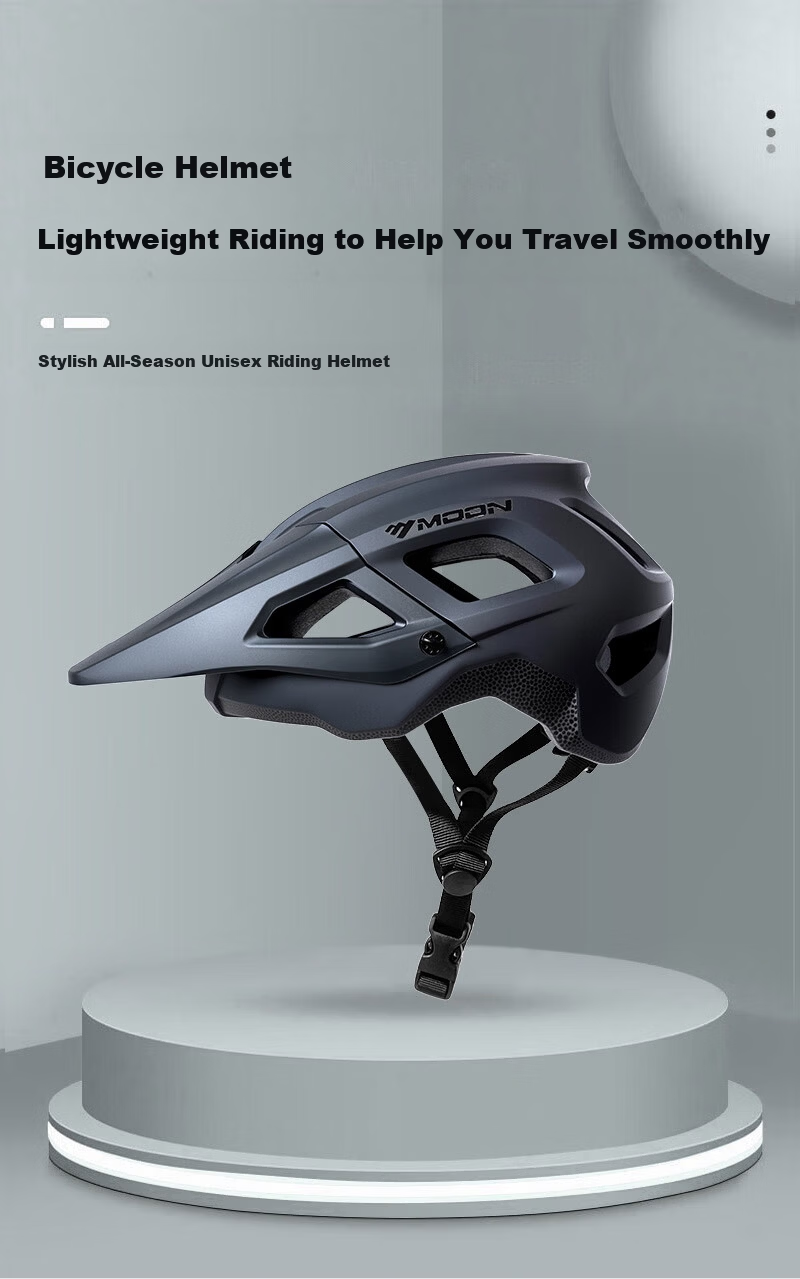 MOON Integrated Cycling Helmet Aerodynamic Safety Helmet Mountain Road Bike Enlarged Visor Flowing Gray 1