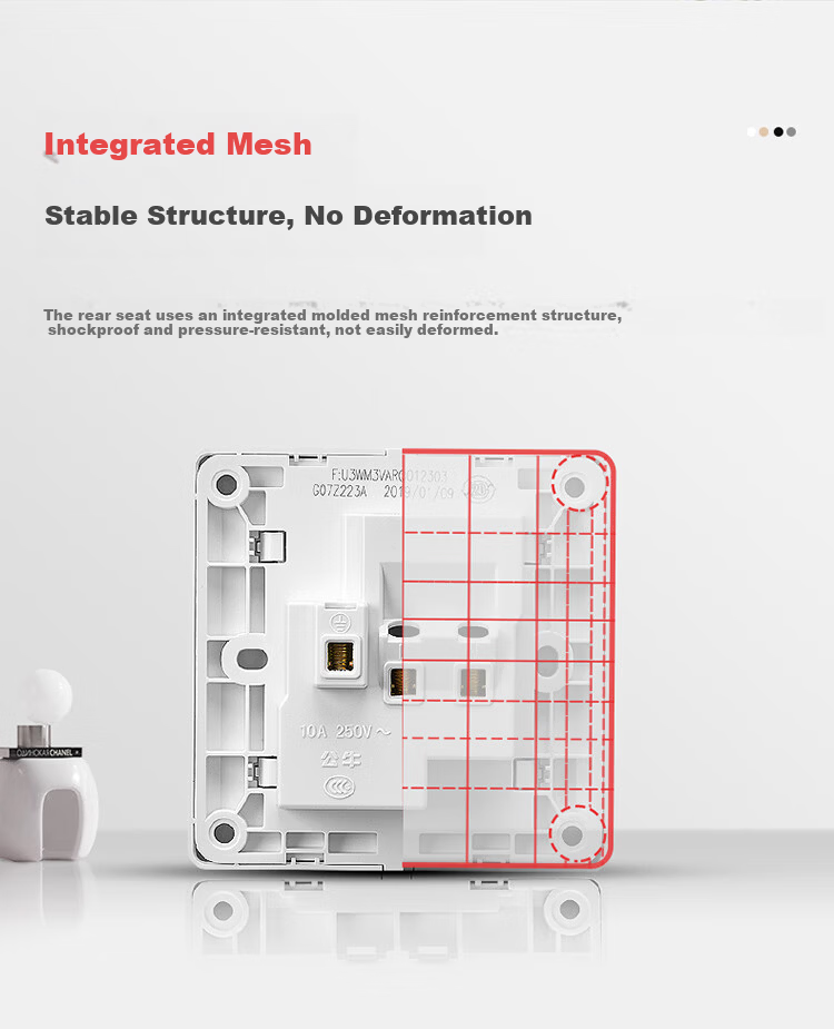 BULL Switch Socket, G07 Series Single-Pole Double-Throw Five-Hole Socket with Switch, 86-Type Panel G07E334S Ivory White 13