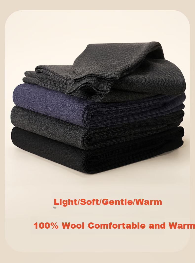 SNOWFLYING 100% Pure Wool Men's Thermal Pants Fleece Lined Thickened Knit Long Johns for Middle-aged and Elderly 6