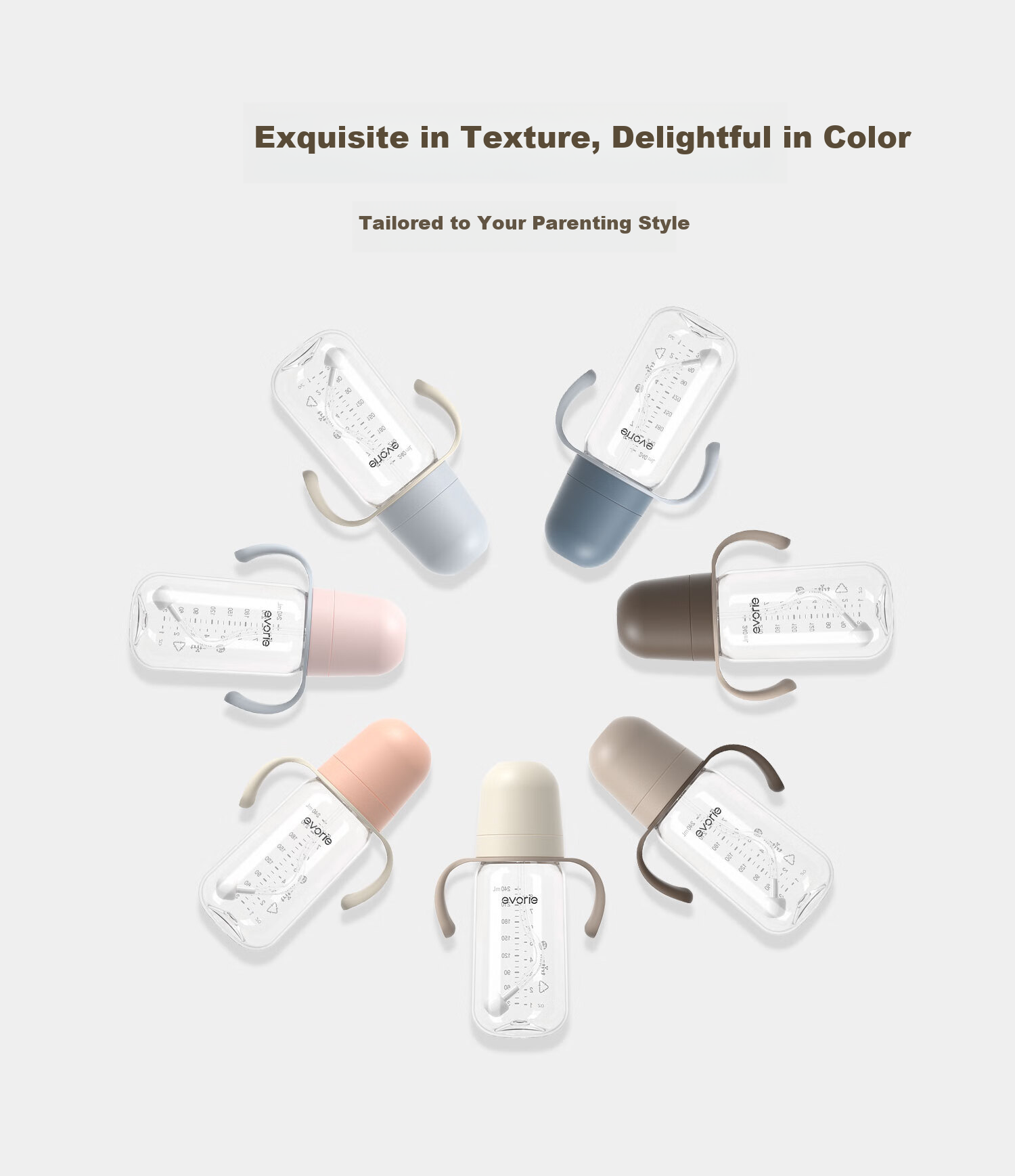 Evorie Exquisite Series Tritan Baby Bottle Wide Neck 240ml Milk Apricot White (6 Months+) 5