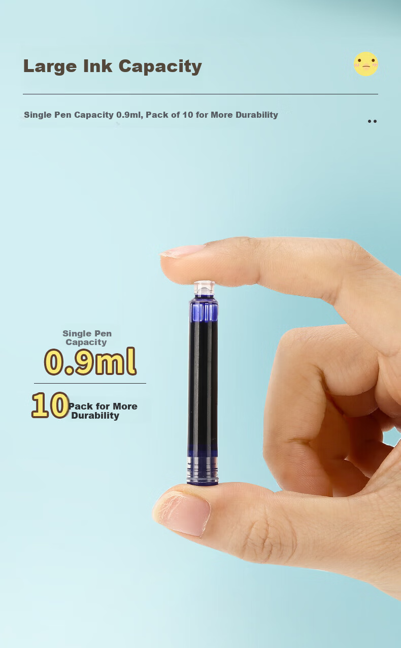 M&G Erasable Pure Blue Ink Refill Cartridge 3.4mm Inner Diameter 10-Pack Replacement Fountain Pen Ink Random Cover Style AIC47606B3 4