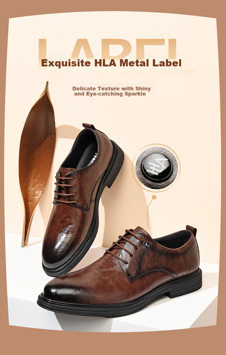 HLA Men's Business Formal Height Increasing Derby Shoes HAAPXM4DAO286 Black Height Increasing Size 41 3
