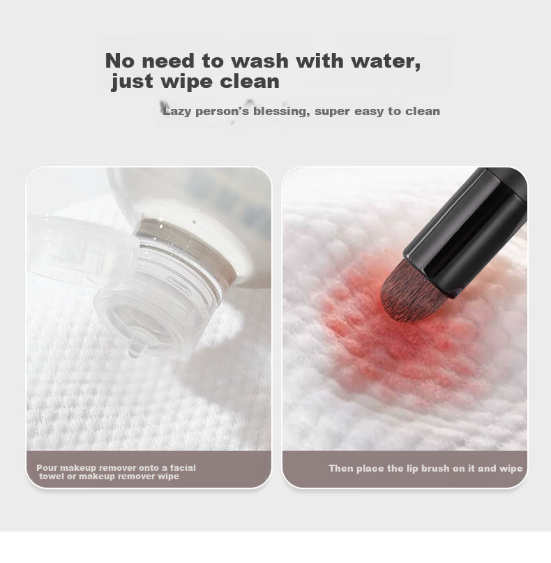 MSQ Mini Portable Lip Brush with Cap Round Head Lipstick Brush Mini Concealer Brush Lip Balm Blending Lip Mud Lip Gloss 10