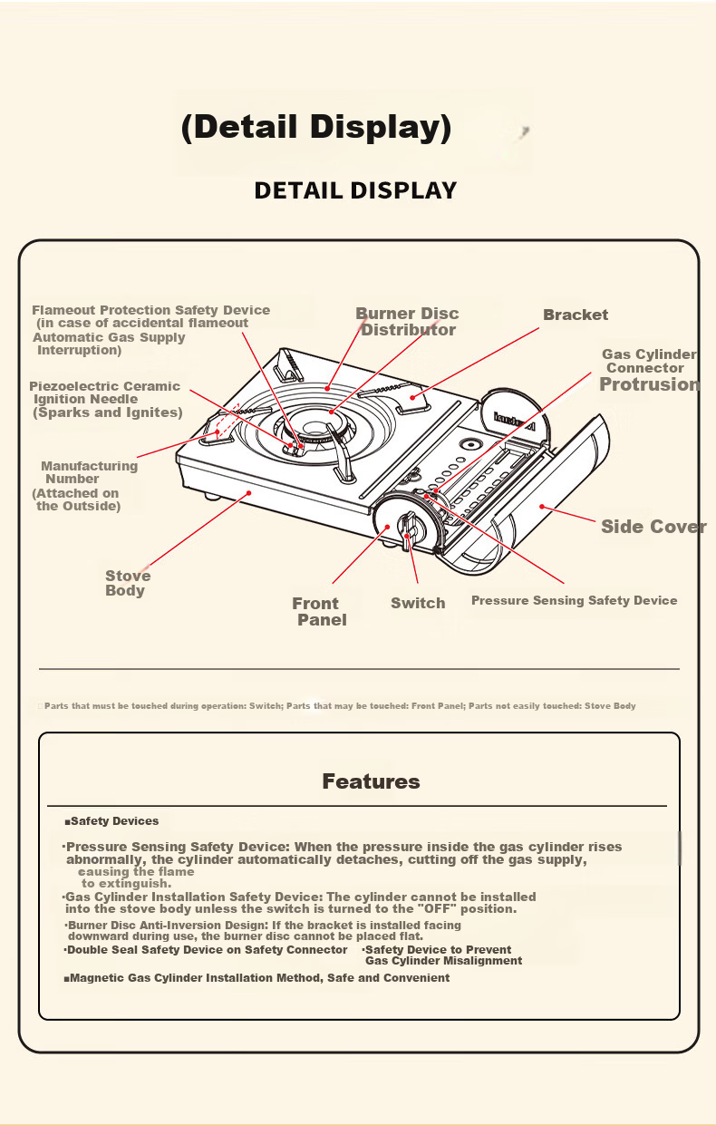 Iwatani Portable Cassette Stove 2.7kW BBQ Hot Pot Camping Gas Stove with Flame Failure Protection ZFFD-1 8