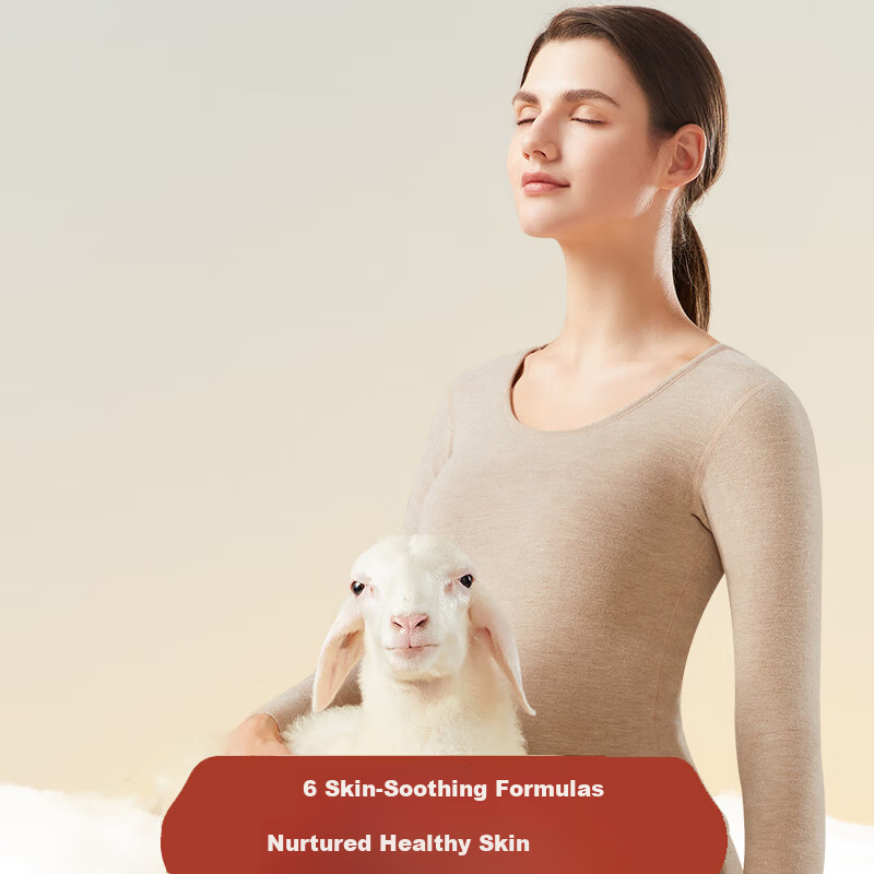 Bejirog Women's Thermal Underwear Set Fleece Lined Thickened Heat Retaining Body Shaping Autumn Top and Bottom Winter Cold Protection Seamless