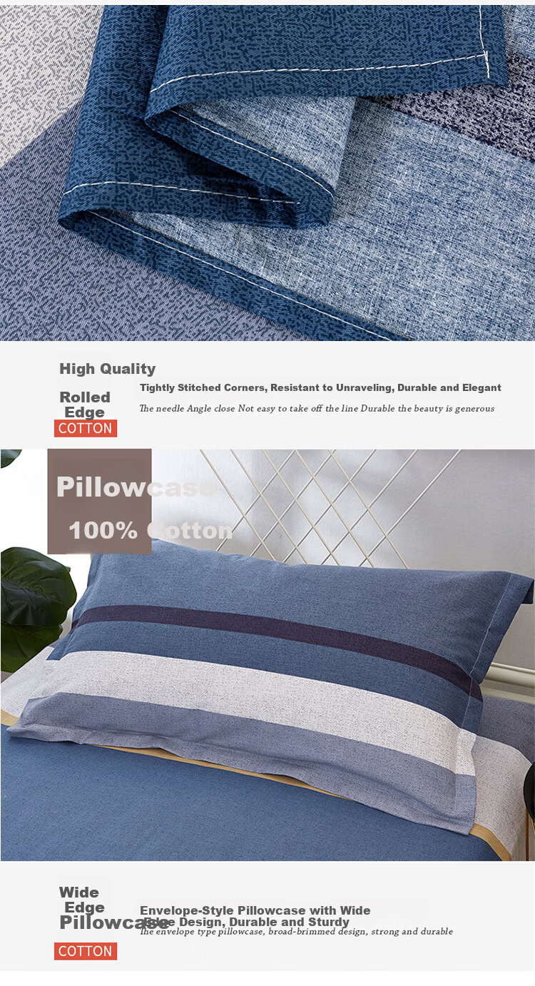 AVIVI Class A Dormitory Three-Piece Set Pure Cotton, 100% Cotton Single Bedding Cover, Bed Sheet, Duvet Cover, 150*200cm, Badel 6