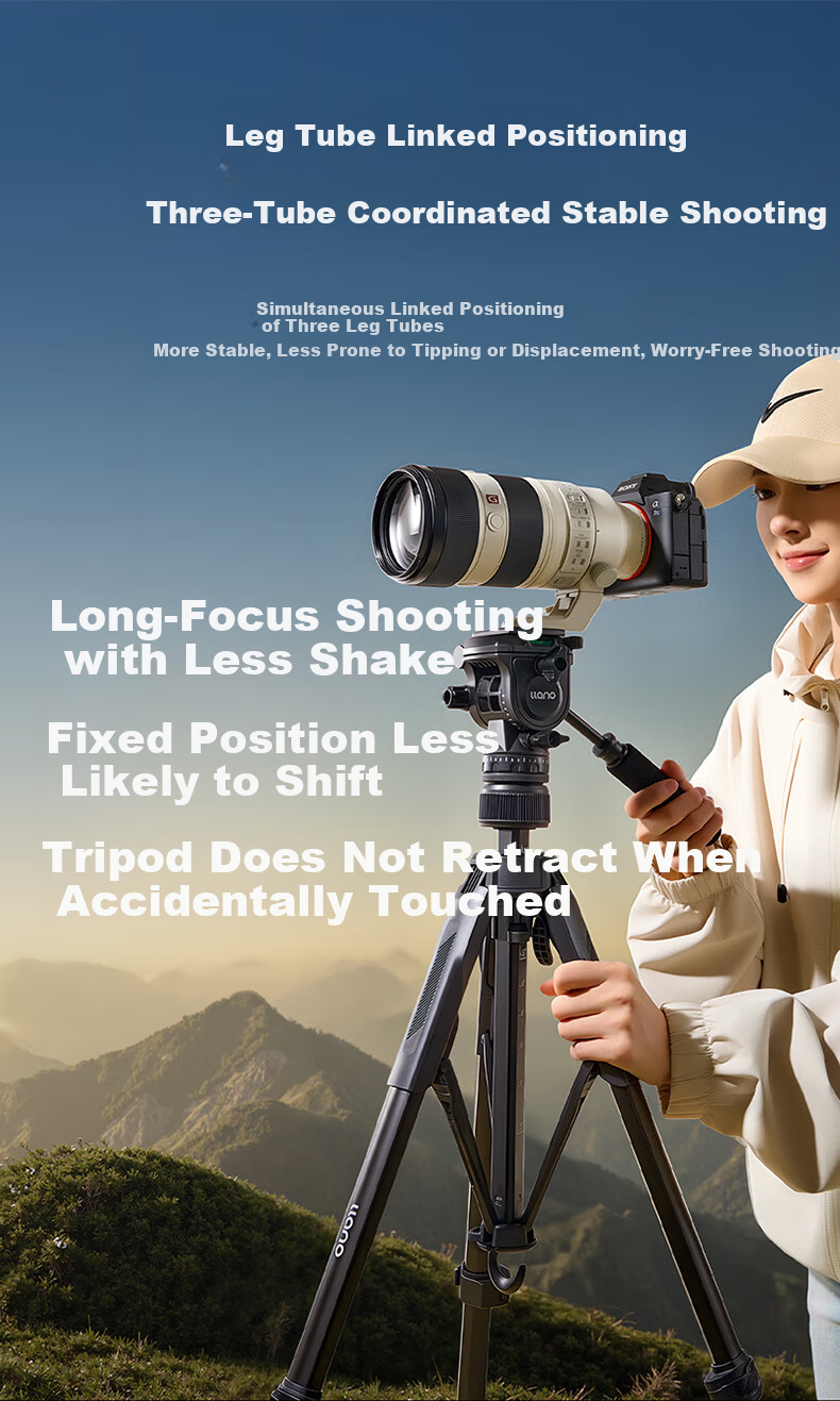 Llano Light Wing V3 Camera Tripod DSLR Mirrorless Professional Vlog Video Live Aluminum Alloy Tripod Joystick Damping Gimbal Anti-Shake Outdoor Portable 3