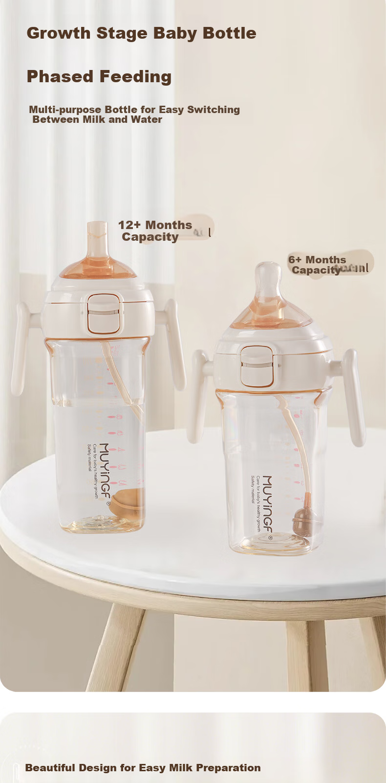 Baby Nursing Bottle 6-12 Months+ with Gravity Ball Anti-Colic PPSU Flip Lid Direct Drinking Training Cup 240ml 2