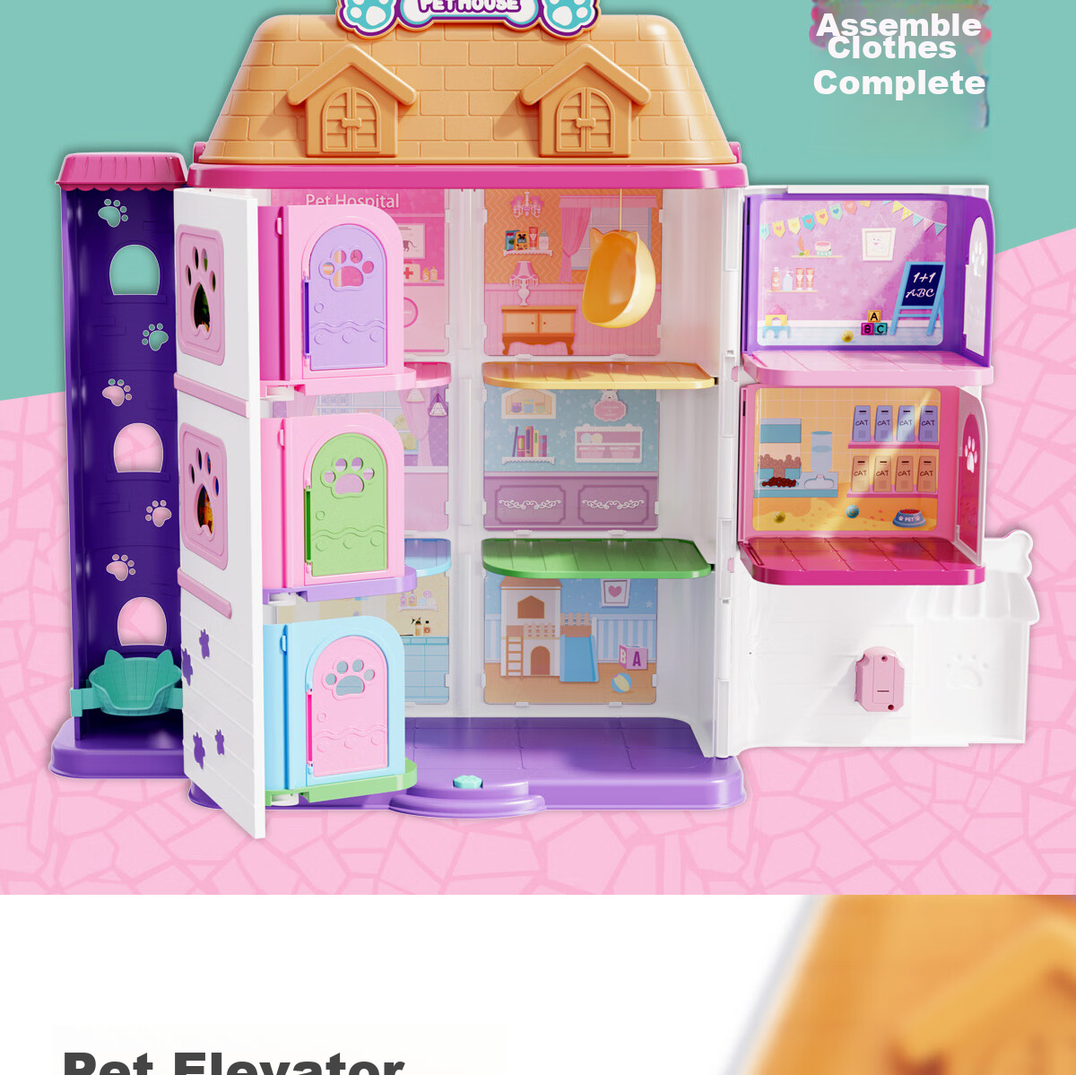 Anlili Children's Toy, Girl's Gift, Pretend Play Pet Life Villa House, Birthday Present 8