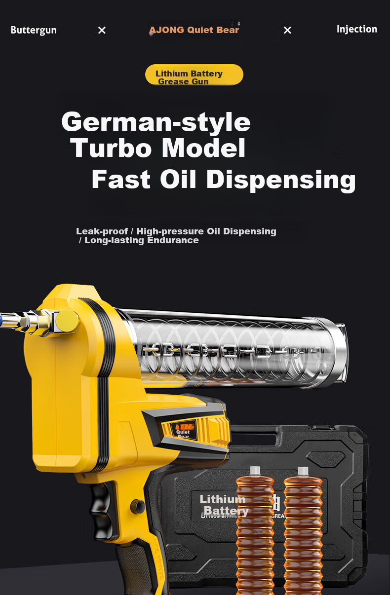 Quiet Bear Electric Grease Gun Rechargeable Lithium High-Pressure Excavator Portable Caterpillar Grease Injector Tool 1