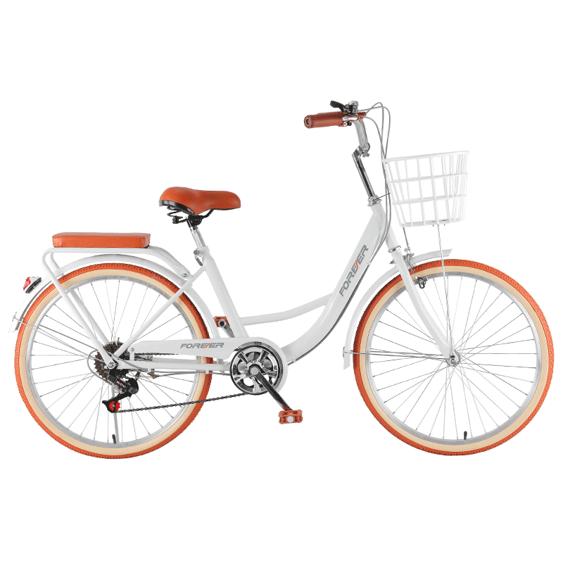 FOREVER City Bicycle Single Speed 24-inch Unisex Adult Youth Student Casual Bike Beige