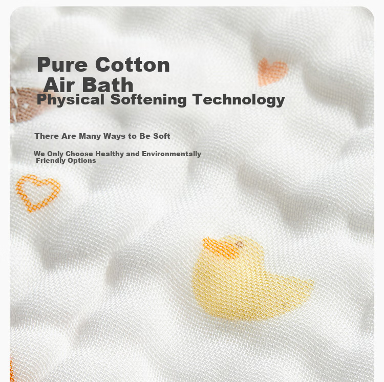 PurCotton Children's Bath Towel Pure Cotton Breathable Gauze Newborn Baby Bath Large Towel Panda Pattern 115cm 6