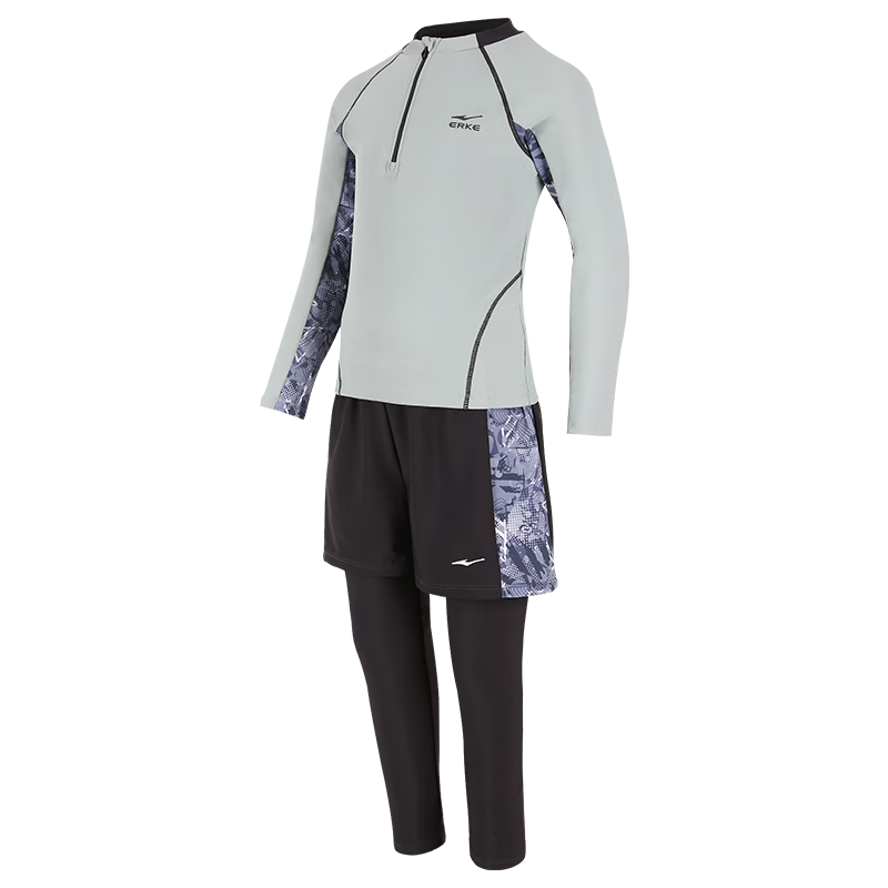 ERKE Long Sleeve and Long Pants Sunscreen Two-Piece Wetsuit for Kids Professional Racing Swimwear Boys Beach Swimsuit Set