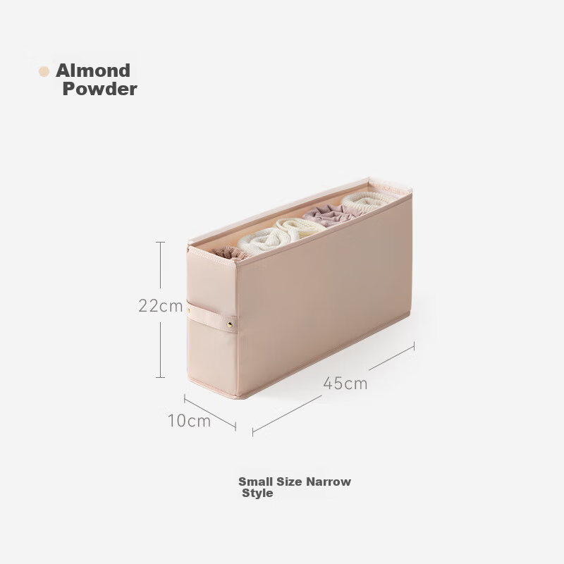 EACHY Narrow Clothes Storage Box for Pants and Sweaters Wardrobe Organizer - Almond Pink Small Narrow Size