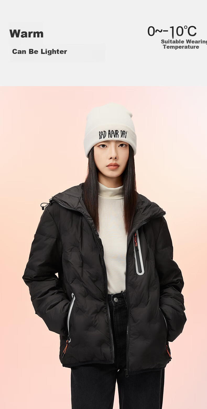 Meilicheng [Same As Jianji] Women's Lightweight Down Jacket with Hood, Couple Style Warm Goose down Coat 186 Gray S 8