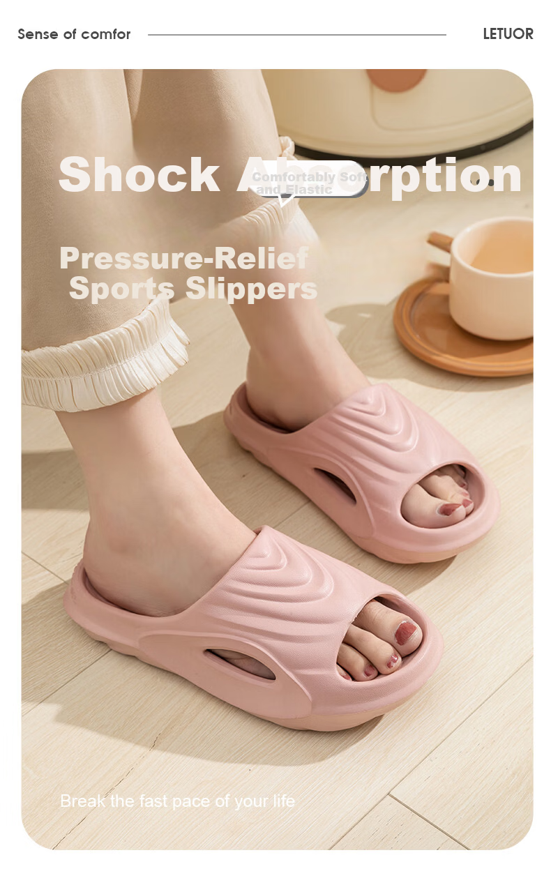 Letuo Men's Summer Home Thick-Soled Couple Bathroom Soft Sole Slippers with Cloud-Like Comfort 1