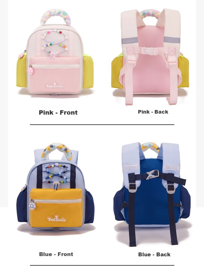 Three Duckling Kindergarten Backpack for Girls and Boys, Small to Large Size, Colorful Ball Travel Bag, S Size Blue Breathable Model 10