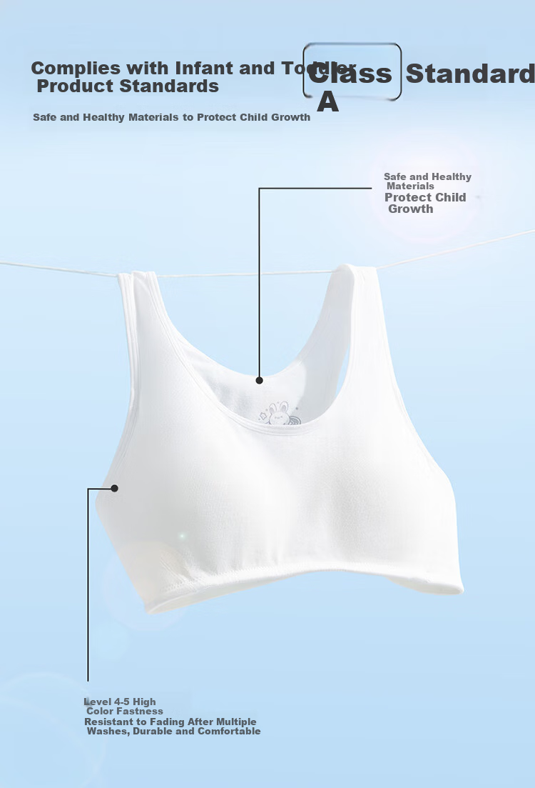 THREEGUN Children's A-Class Antibacterial Developmental Pure Cotton Three-Stage Girls' Student Bra Off-White 150/A75 3
