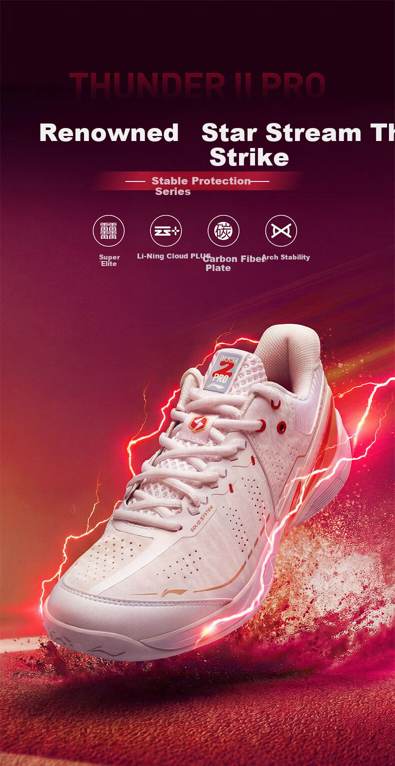 LI-NING Thunder 2 PRO Badminton Shoes Professional Lightweight Stable Rebound Durable Non-Slip Cushioning Men's Sports Shoes 1