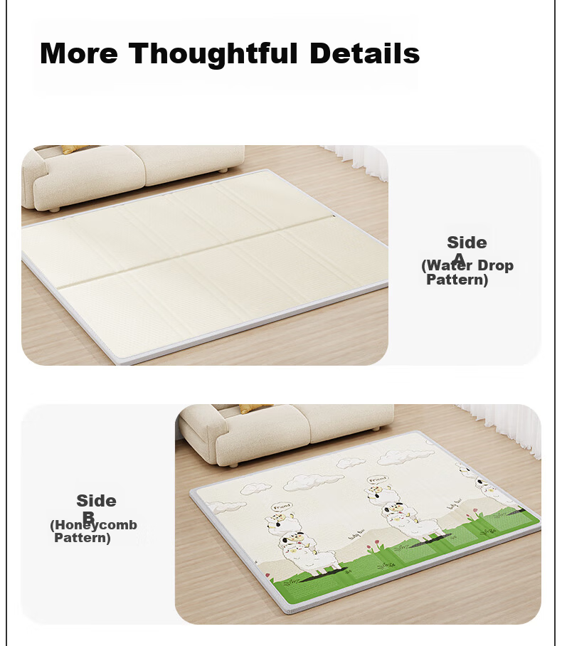 Beiboshi Babybox Antibacterial XPE Crawling Mat Double-Sided Thickened Foldable Baby Play Mat for Home 21