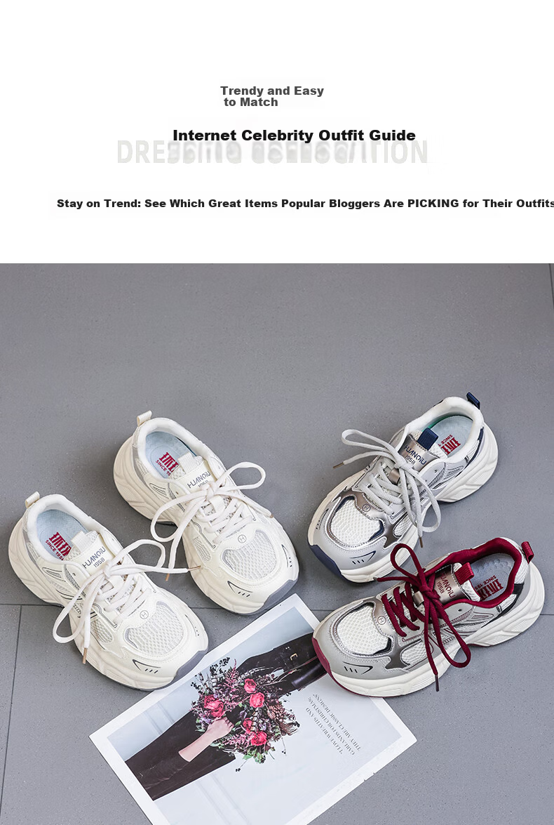 Global Casual 2024 New Mesh Dad Shoes for Women Korean Style Popular Student Shoes Fashionable Versatile Thick-soled Sneakers 1