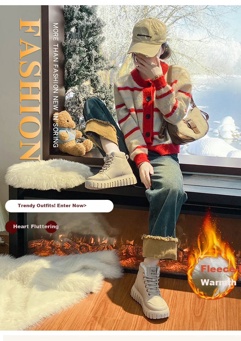 Cartelo Crocodile High-top Women's Winter Fleece-lined Casual Shoes Warm Cotton Snow Boots Sneakers 1646 Khaki Size 39 1