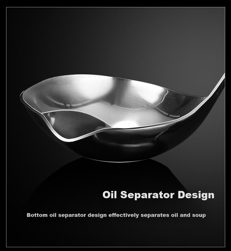 40,000 Kilometers 304 Stainless Steel Oil Separator Ladle Soup Strainer Kitchen Oil Filter Ladle Hot Pot Skimmer Oil Skimming Spoon Oil Soup Separator 12