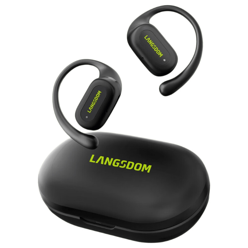 Langston TS19 Bluetooth Bone Conduction Open-Ear Earhook Headphones Matte Black