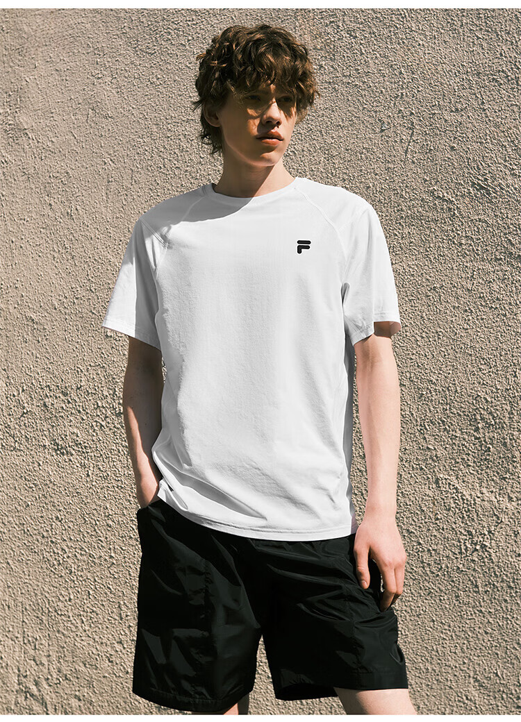 FILA Official Trendy Couple Knitted Dopamine Short Sleeve T-Shirt 26 Summer Quick-Dry Sports Tee 44