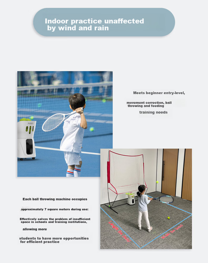 PUSUN PT-Mini Pro Tennis Ball Machine Lightweight Tennis Ball Launcher Training Machine (White) 5