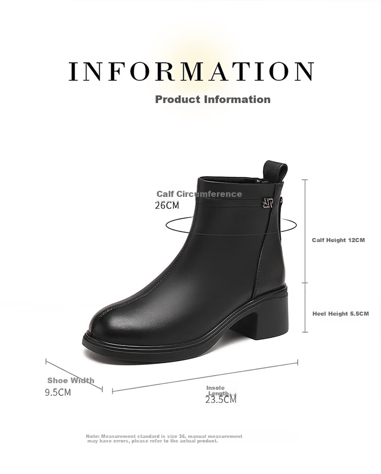 Red Dragonfly Women's Winter Fleece-Lined Short Boots, Warm Mom Boots with Chunky Heel, Versatile Soft Sole Cotton Boots WLC456231H Black Size 36 6