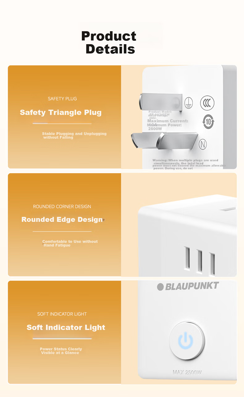 BLAUPUNKT Cube Power Strip Multi-Outlet Converter Multi-Functional Wireless Extension Socket Adapter 13