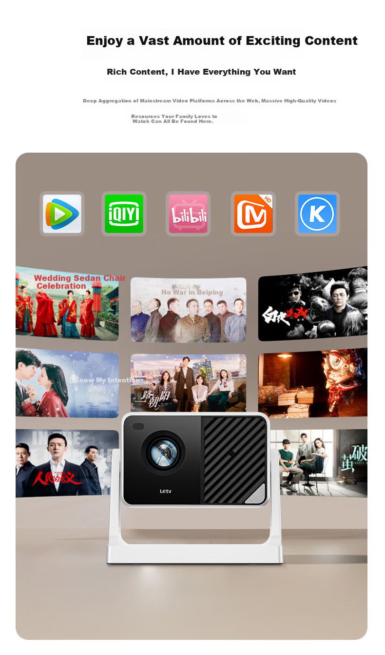 LeTV TV Projector Home Bedroom Living Room Ultra HD Home Theater Smart Portable Projector Mobile Phone Projection TV X212 (Electric Focus) 12