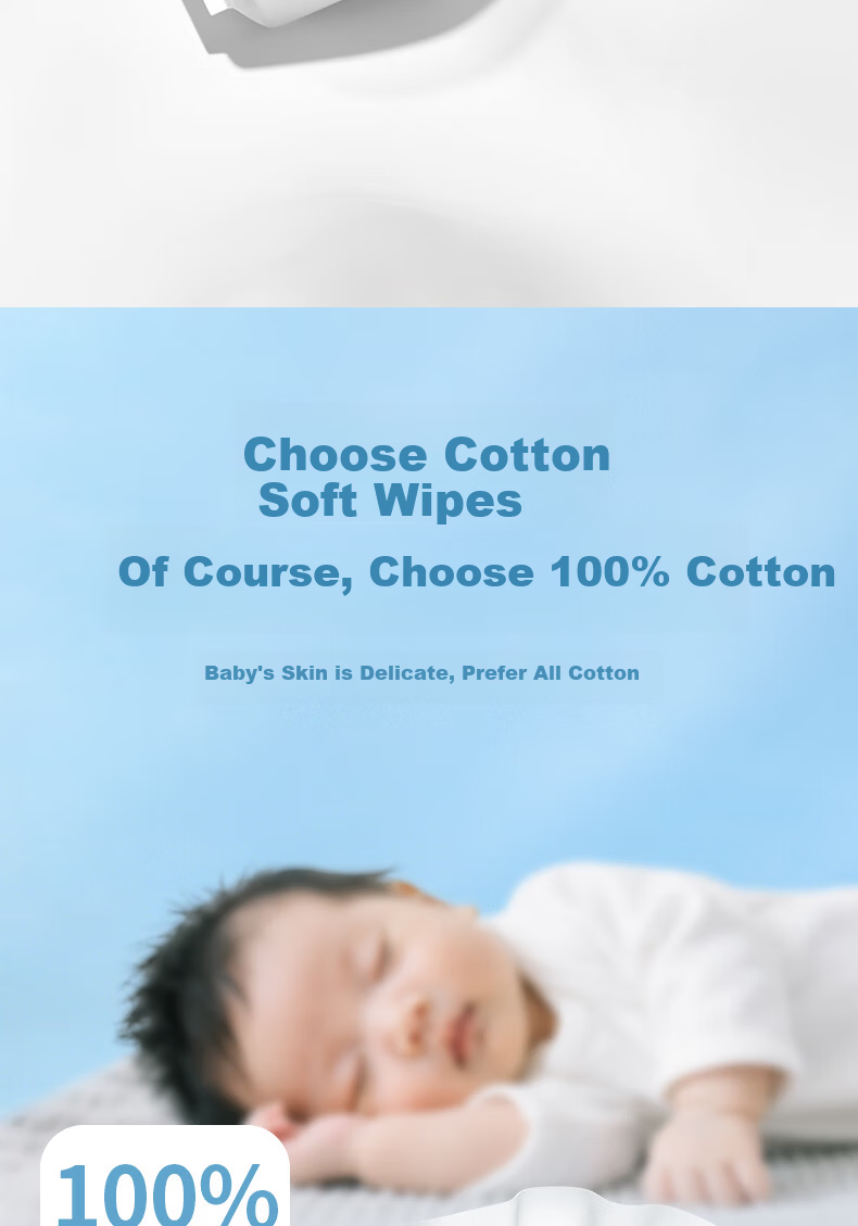 Grace Cotton Soft Wipes 100 Sheets Single Pack 100% Pure Cotton Baby Face Towels Dual-Use Dry and Wet 2