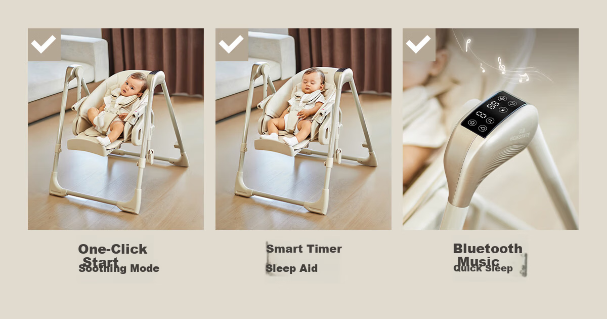 Beiyi 2-in-1 Baby High Chair and Rocker Khaki 24
