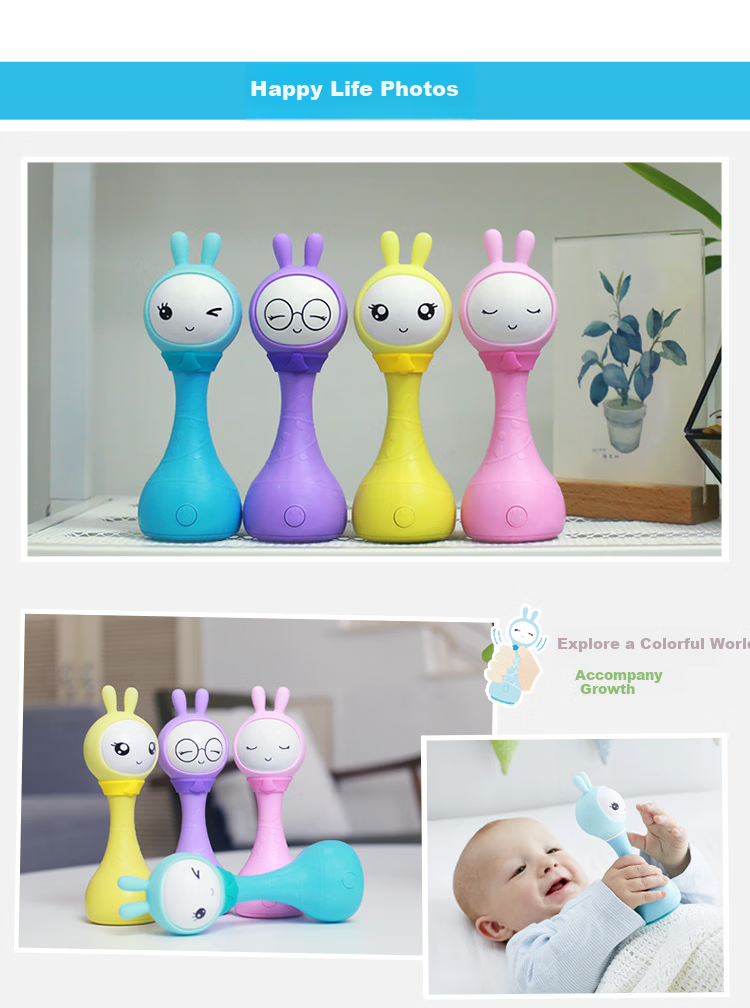 Huohuo Rabbit Newborn Electronic Soothing Rattle Teether Infant Baby Toy Early Education Story Machine Birthday Gift 8