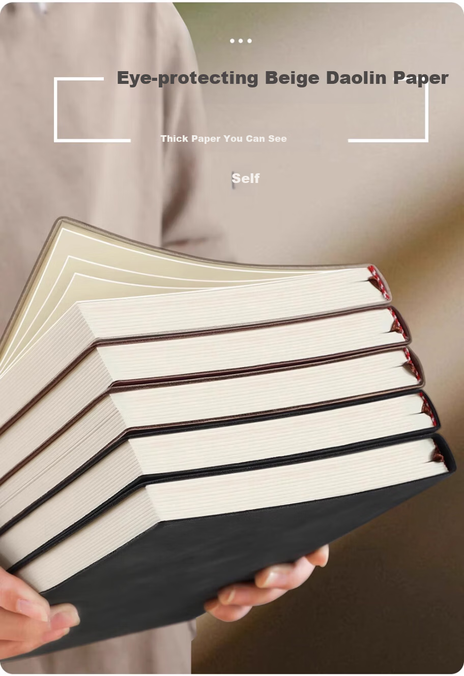 Zhongjian Stationery Business Notebook Window Pattern Minimalist Memo Work Log Premium Stylish Office Meeting Leather Diary Customizable A5 Brown 25-165 3