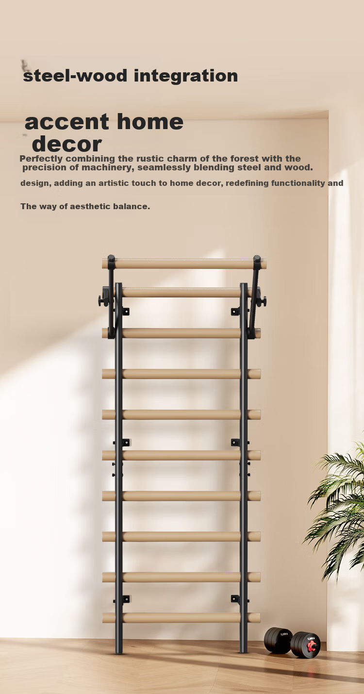 JOROTO Ribbed Wood Frame Pull-Up Bar Home Multifunctional Rehabilitation Leg Press Stretching Rack Thickened Steel Tube YT30 5