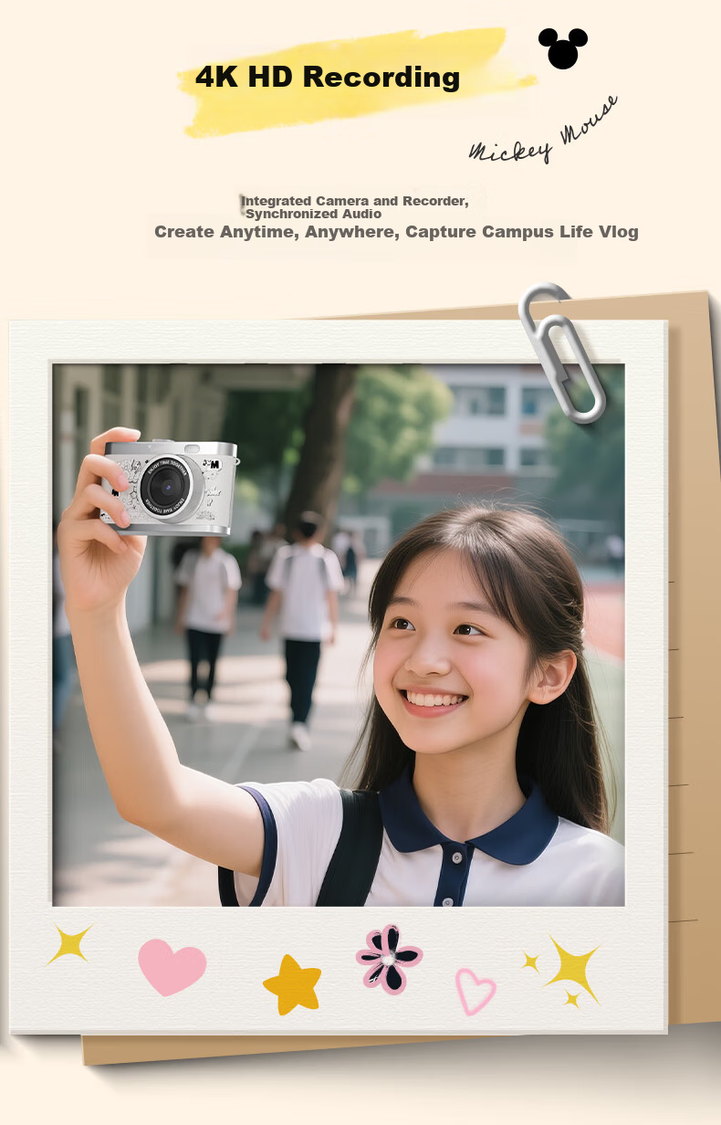 Disney Vintage CCD Camera Student Digital Camera New Instant Photo Video Camera New Year Birthday Gift 10
