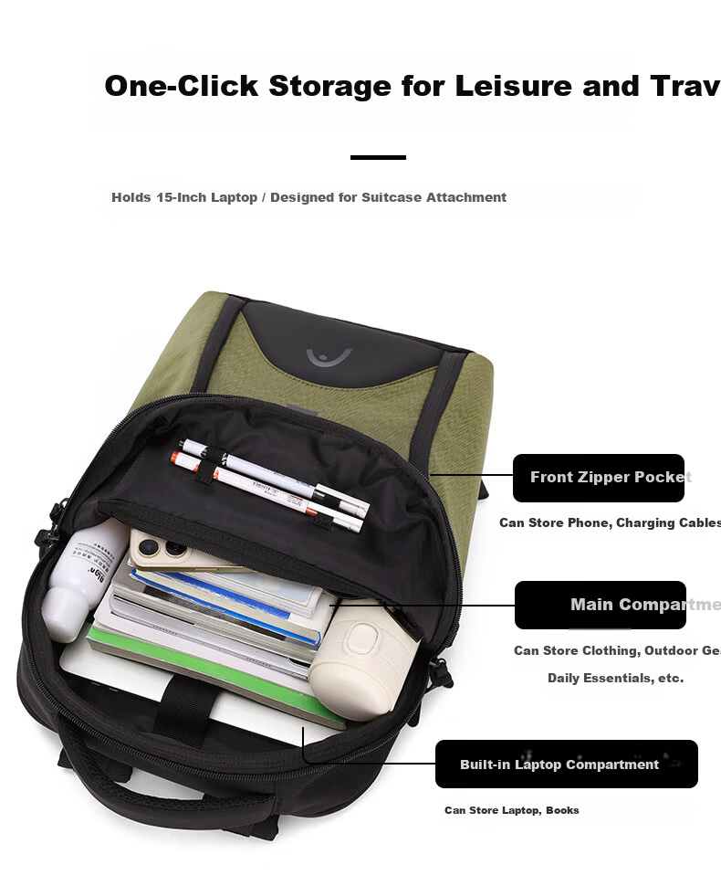 HEAD Large Capacity Backpack Travel Bag Unisex Student School Bag 15-inch Laptop Bag Aurora Business Travel Series 6