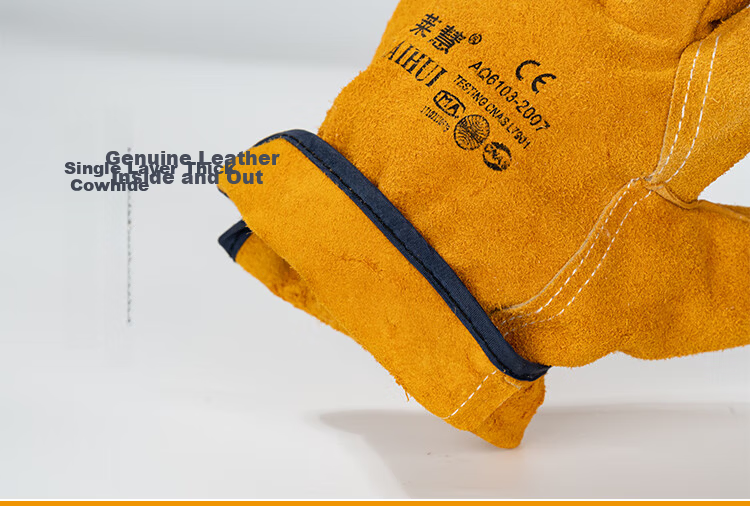 Laihui Top-Grain Cowhide Short Welding Gloves Soft Wear-Resistant Heat-Insulated Anti-Scald High-Temperature Resistant 2 Pairs Set 4