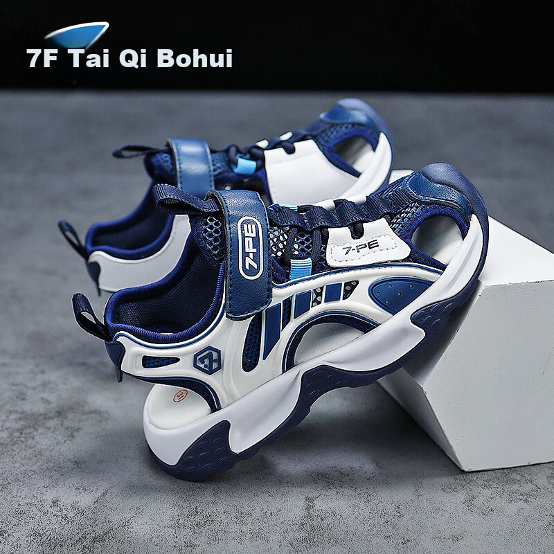 7-PE Boys' Sandals 2026 Summer New Closed-Toe Anti-Collision Sports Beach Breathable Kids' Shoes for Older Children