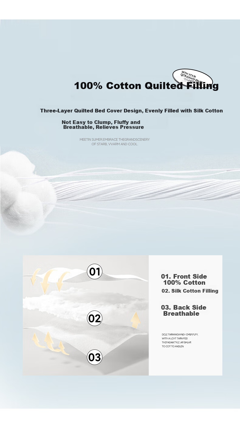 MUJI A-Class Cotton Quilt-Backed Double Bed Sheet Cover 200x220cm Striped Dog Pattern 7