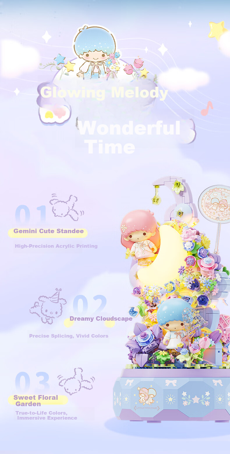 Yueguangshe Sanrio Collaboration Melody Building Blocks, Trendy Creative Toy, Gift for Girlfriends, Birthday And Christmas Present 11