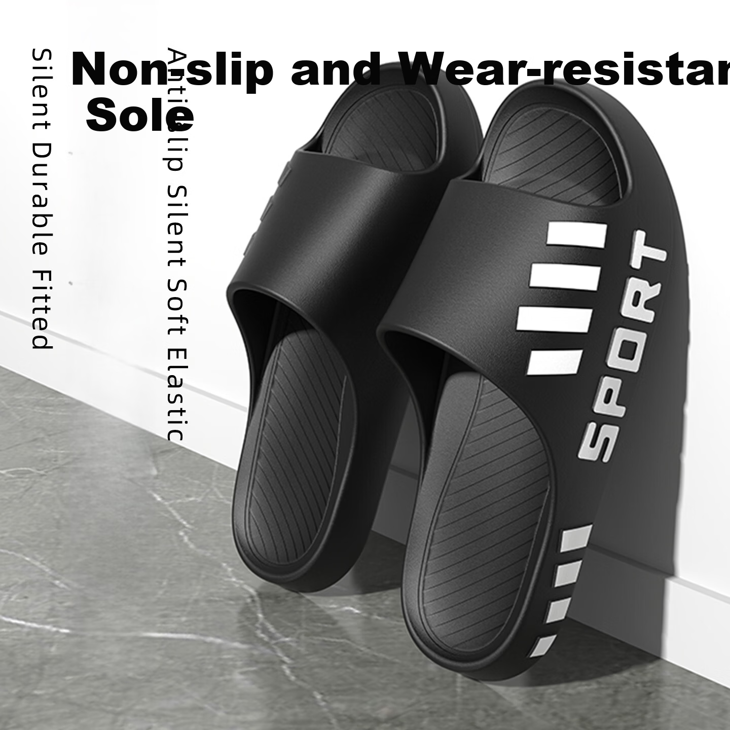 Qiumuxi Men's Soft EVA Anti-Slip Sport Slippers with Cushioned Sole, Durable Beach and Indoor Comfortable Sandals