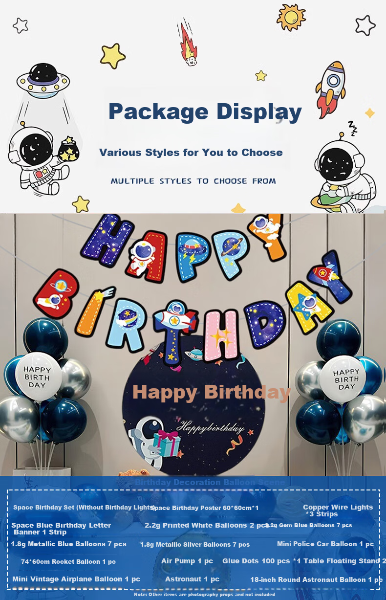Domeyi Birthday Scene Decoration Boy Girl Birthday Balloon Set Luxury Latex Balloon Set with Lights 3