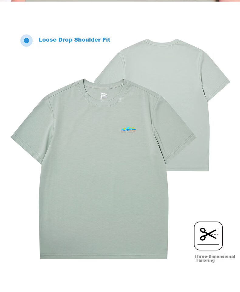 Erke Men's Crew Neck Short Sleeve Knit Shirt Summer Outdoor Antibacterial Sports T-Shirt Casual Loose Base Layer Top 12