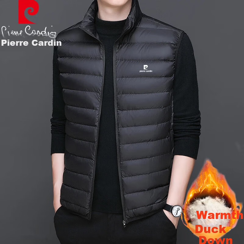 Pierre Cardin Men's Lightweight Down Vest Autumn Winter Casual Outdoor Sports Loose Fit Jacket Black XL